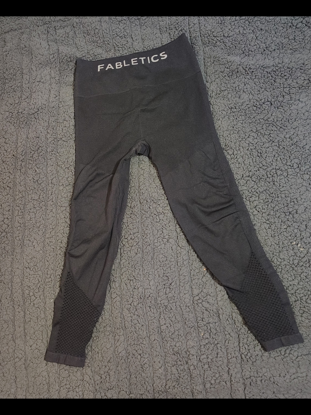 Fabletics Black Seamless High-Rise Leggings with Mesh Panels